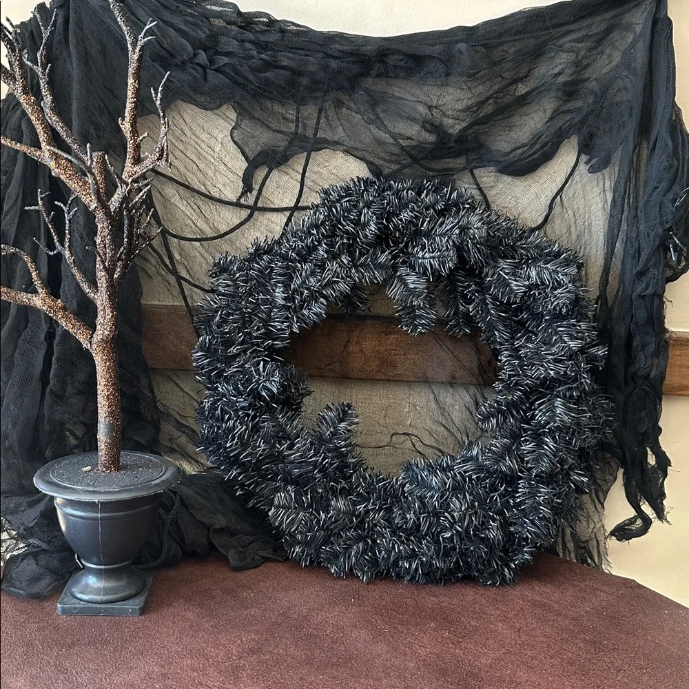 Target Black Halloween Wreath and Tree Decor